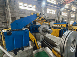 Thick-gauge metal coil slitting lines used for efficient slitting of thick-gauge metal coils in construction, automotive, and manufacturing.