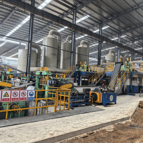 A pickling line removes scale and rust from metal surfaces for further processing. Steps include uncoiling, pickling, rinsing, drying, and recoiling.